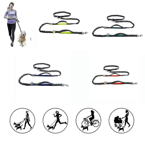 Jogging hundebånd Kjæledyr Håndfri hundebånd for mellomstore og store hunder Profesjonelle selesømmer for treningsverktøy Blue
