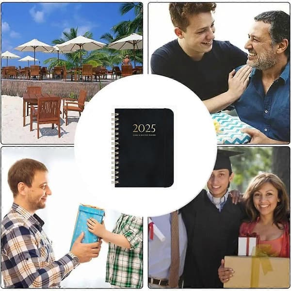 【BQ】Kalender 2025, 140-siders notesbog, dagbog, 2025 planlægningsskema vedhæftet notesbog, kalender ugentlig notesbog