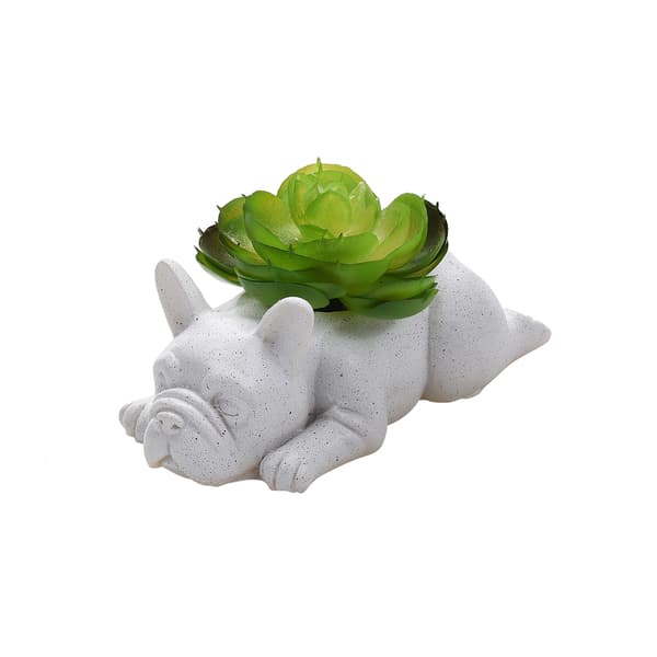 Valp Hund Blomma Växtkruka Resin Dekoration