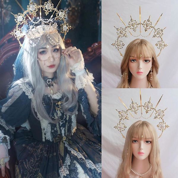 Gull Halo Wing pannebånd Crystal Crown Metal Pearl Chain Pigg hårbånd Flower Angel Halo