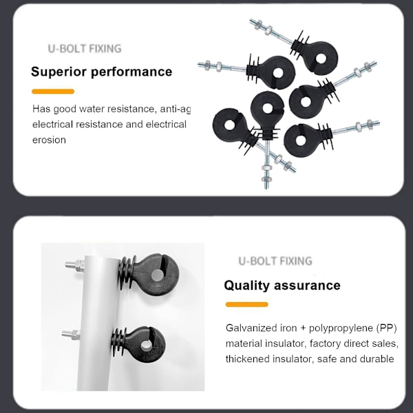 50 pakke elektrisk gjerdeisolator, innskrudd elektrisk gjerdeisolator