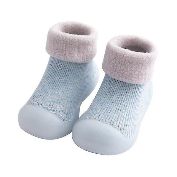 Nya förtjockade barnstrumpor Skor Vinter Supervarma Baby Pojkar Flickor Sneakers Nyfödda inomhusskor Golvskor Toddler 12-18Months Dark Grey