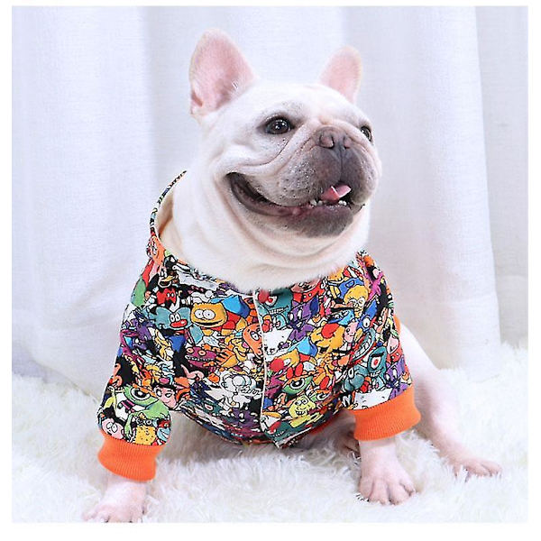 Söt tecknad vinter varma hundkläder Bomull huvtröjor Kläder för små medelstora hundar Kostymer Kappa för katt Fransk bulldogg Chihuahua A L