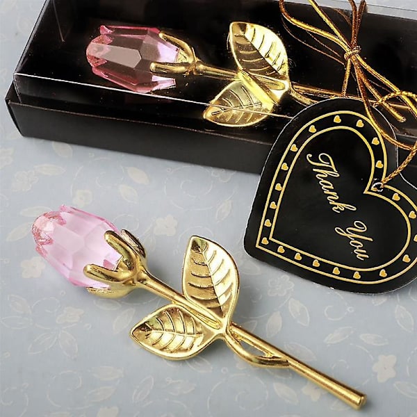 Alla hjärtans dag present Mini Kristallros Konstgjord Blomma Kristallros med metallstav Blomgren Bröllopstillbehör Festfavoriter Crystal rose-03