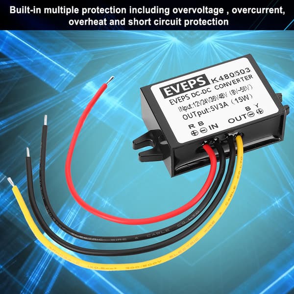 DC-DC 12V/24V/36V/48V til 5V 3A Buck Converter Step Down Strømforsyningsmodul