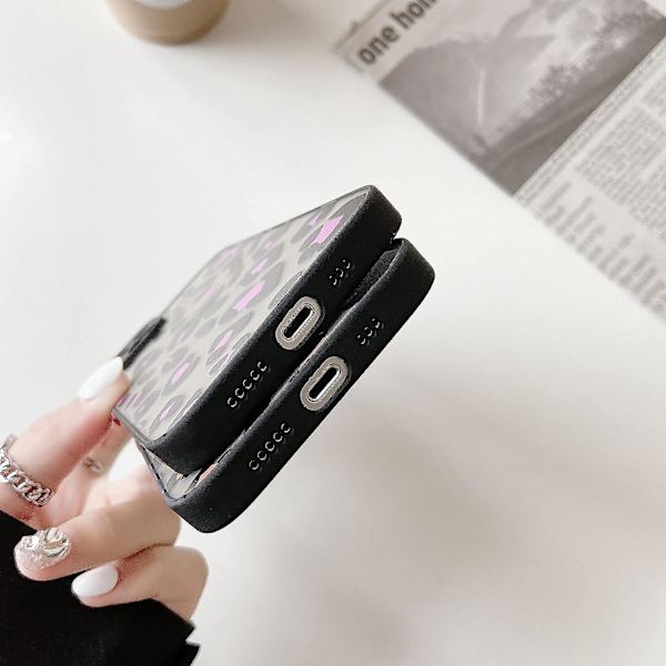 Kompatibel med Iphone 13-fodral, Söt djur Leopardtryckmönster Designer Skyddstelefonfodral, genomskinlig frostad hård datorbaksida med silikonbumpe