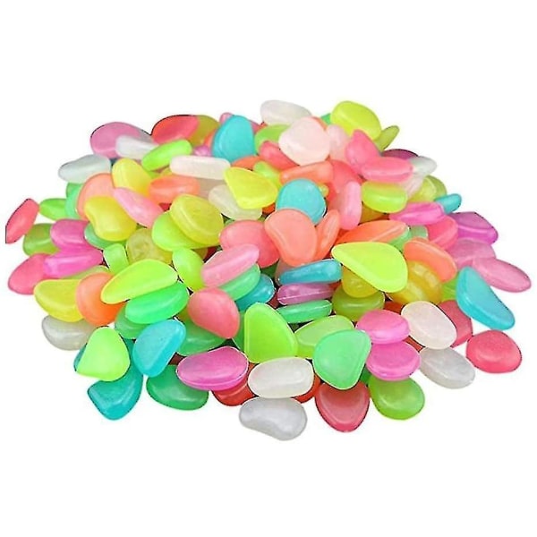 100 st färgglada glödande småstenar konstgjorda lysande stenar harts lysande stenar (blandade färger)