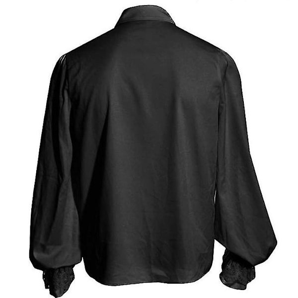 Mens Medieval Victorian Steampunk Shirt Costume black 2XL