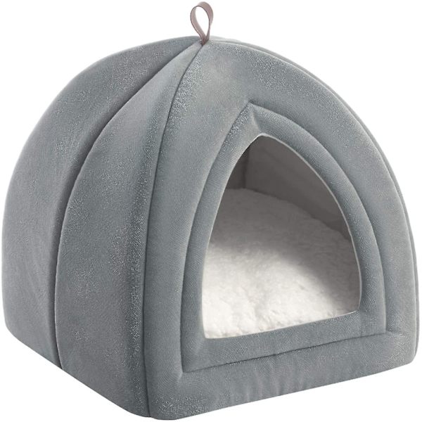 Katteseng for innekatter, kattehus, liten hundeseng - 15/19" 2 i 1 kattetelt, kattungeseng