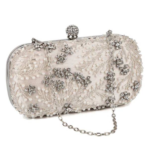 Kvinnors Crystal Pearl Clutch Handväska Broderi Evening Bag