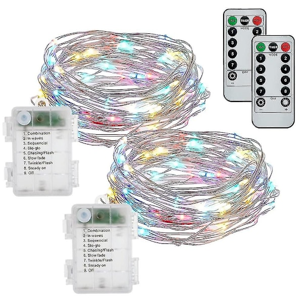 Fairy Lights, 2 kpl Akkukäyttöinen 50 Led 16,4 jalkaa
