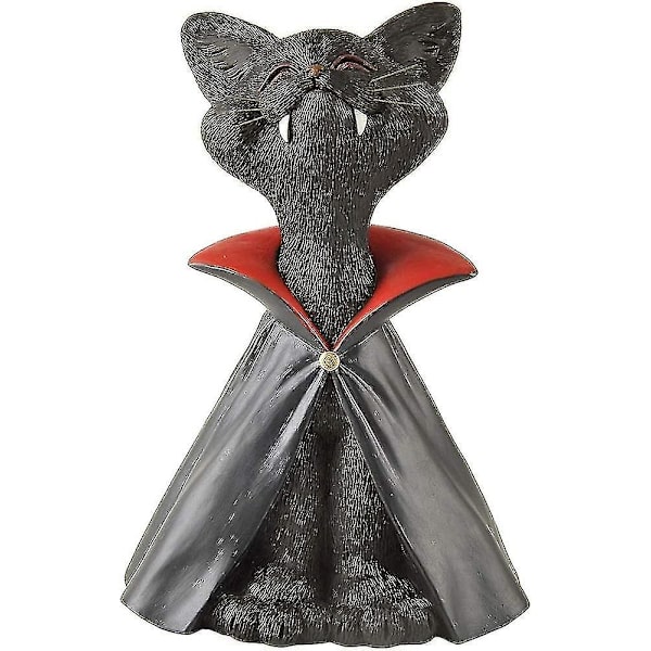 Nyckfull Buddha Cat Figurine, Meditation Yoga Collectible, Cat Lover Gifts Black-Vampire Dracul