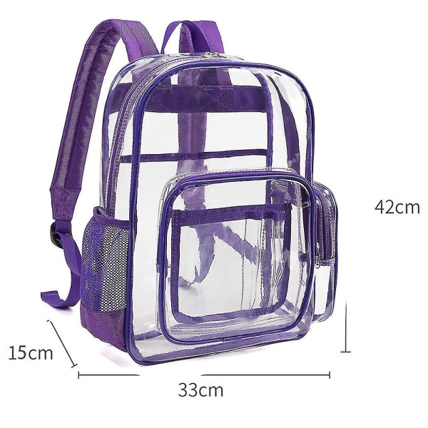 1 st Klar ryggsäck, mode Transparent Pvc Ryggsäck Skolväska purple
