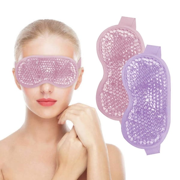 Sova viktad ögonmask för kvinna man återanvändbar gel pärlor Ice Pack Purple and Pink