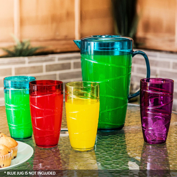 Set med 4 färgade virvelplast akryl drinkglas bollglas fest