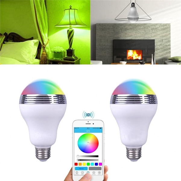 Den nya Bluetooth glödlampa högtalare, trådlös E27 Smart LED glödlampa lampbelysning med RGB färgbyte musikspelare smartphone app kontrollerad
