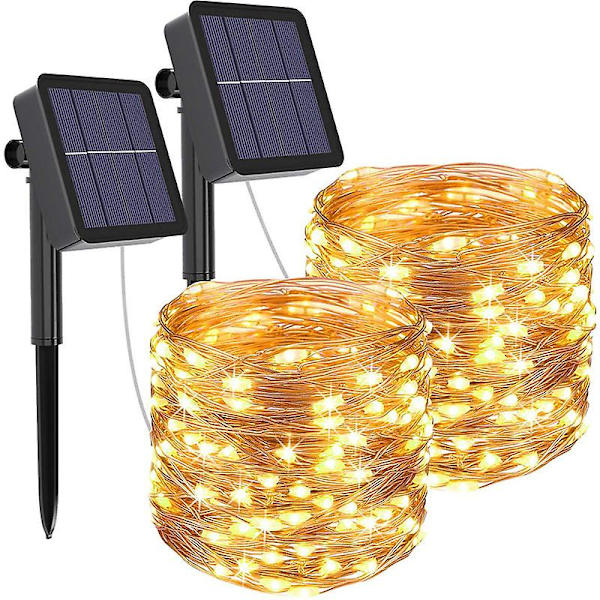 32m/22m/12m/7m aurinko-LED-valo ulkona juhlavalaisin Garden Fairy Light String 1 ~ 2pc vedenpitävä jouluseppele pihan koristelu 22M 200LED