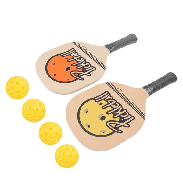 Pickleball-sæt i træ til begyndere med bat og bolde