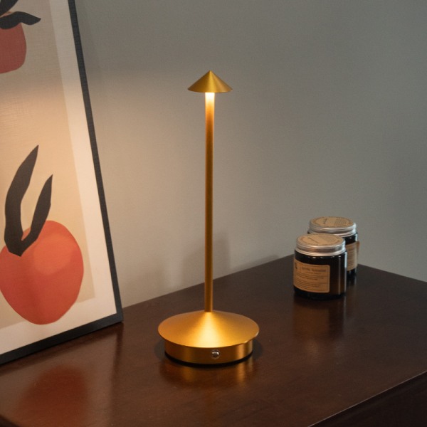 Dimbar LED-bordlampe i aluminium, innendørs/utendørs bruk