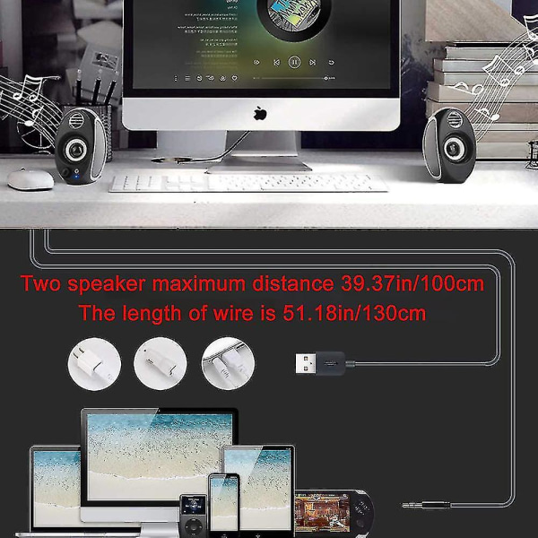 PC-høyttalere, PC-drevne høyttalere Usb-høyttaler-skjermhøyttalere (svarte)