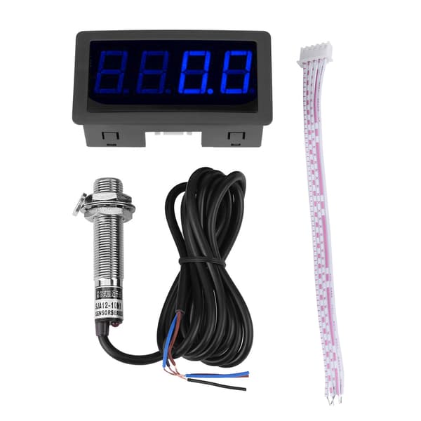 4 Digital LED Tachometer RPM Hastighetsmåler Hall Nærhetsbryter Sensor NPN (Blå)