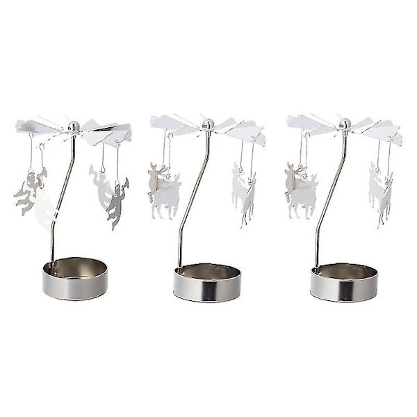 3st Creative Ljusstake Roterande Ornament Rotation Metallbricka Desktop Ornament