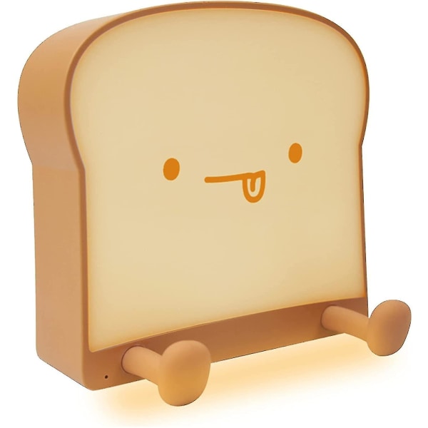 Söt Toast Bröd LED-lampa med uppladdningsbar och R, bärbar säng sänglampa Idéer för tonåring