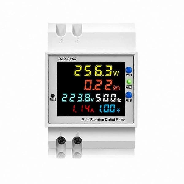 Tuya WiFi Smart Energimonitor DIN-skena Spänning Ström Effektfaktormätare A