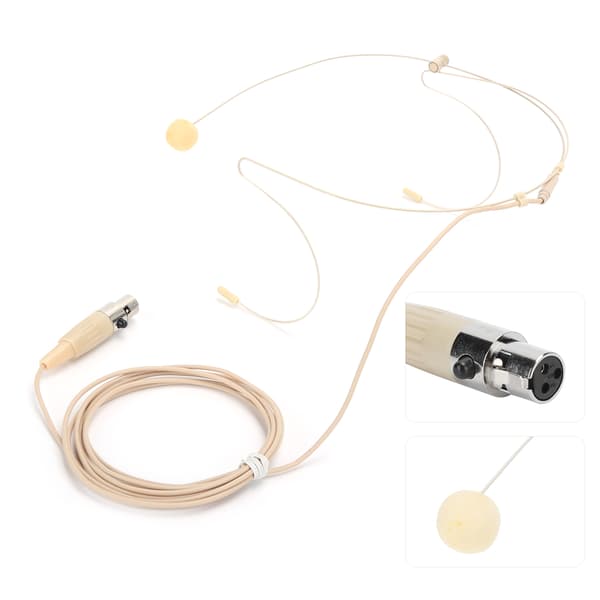Beige 3-benet stik headset mikrofon med kapacitanshoved til bodypack-sender