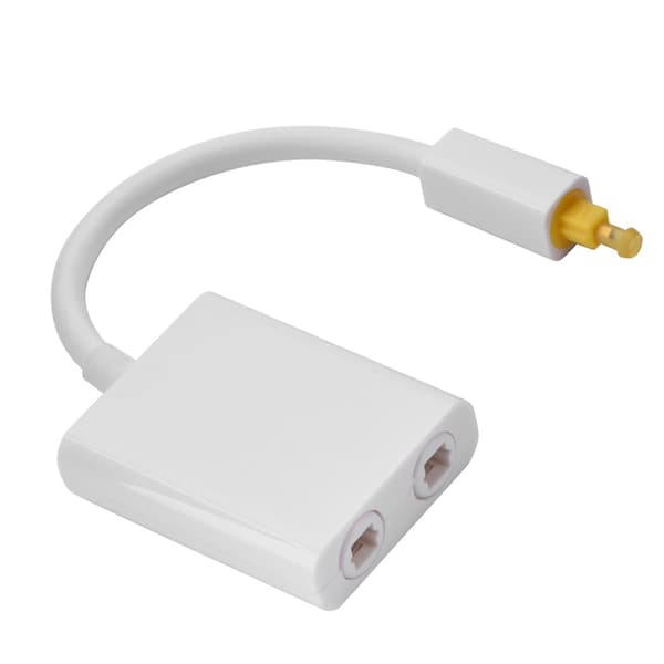 Toslink Digital Optisk Lydsplitter Adapter - 1 ind 2 ud (Hvid)
