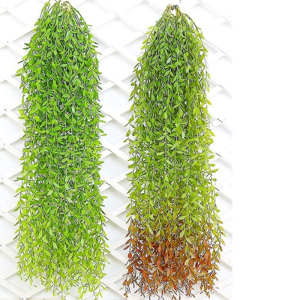 2pcs Artificial Hanging Vines Plants Plastic Simulation Leaf Home Hanging Balcony Green Plant Fake Plants Green