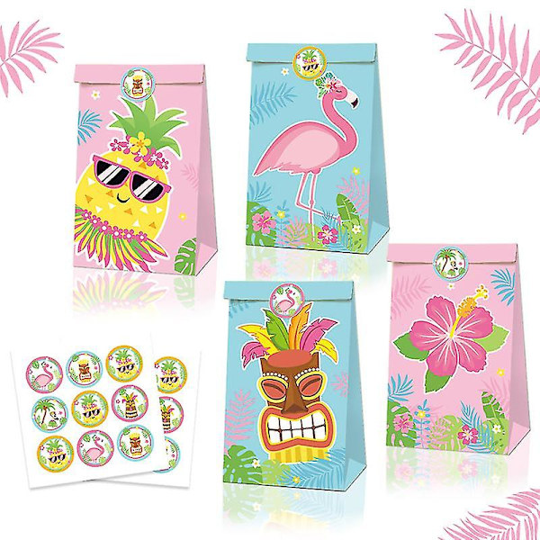 12 stk Ananas Flamingo Kraft Papir Gaveposer Hawaiian Tropical Party stil C style C