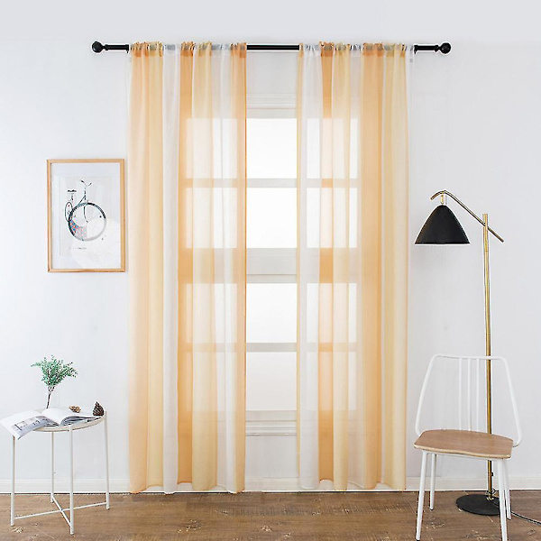 Vindu Gardin Stripe 100x200cm Tulle Voile Mote For Hjem Kjøkken Rom Soverom Beige