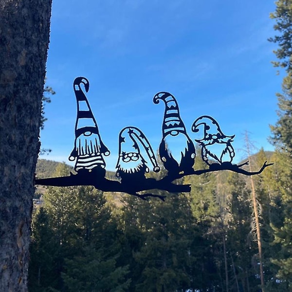 Stålgrennisser Dekoration Sød udhulet Stålhavenisser Statue Stålsilhuet til Standing Gnome 1