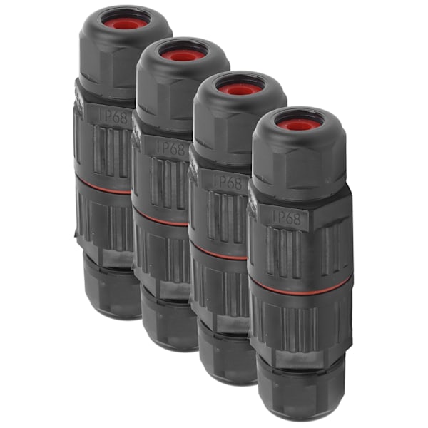 4 stk 3-pinners IP68 vanntett kontakt for utendørs LED-lys - 1 inn 1 ut