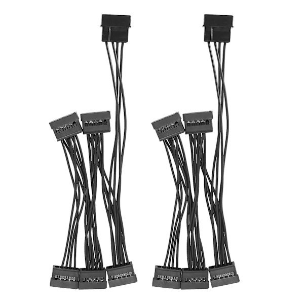2kpl Molex 4pin Ide To 5 Sata 15pin kiintolevyn power jakajakaapeli diy PC-palvelimelle 18awg 4 Black
