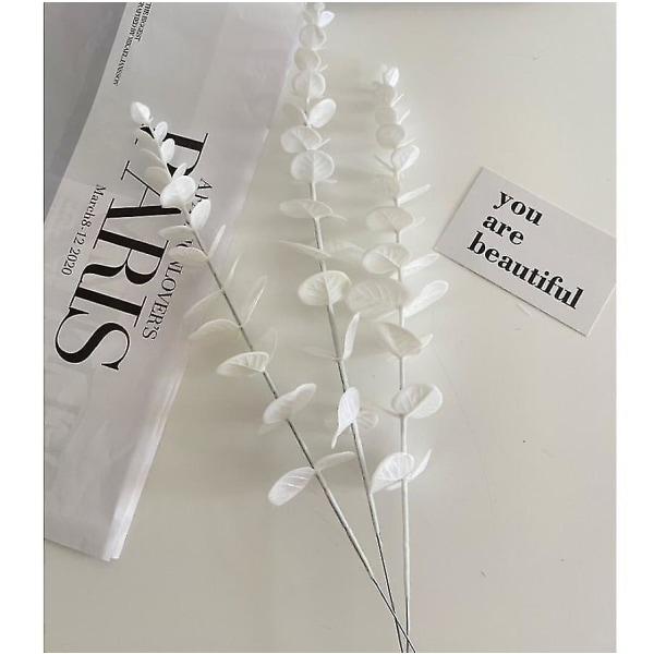 20 Stk Kunstig Sølv Eucalyptus Grene Spray Eucalyptus Blad