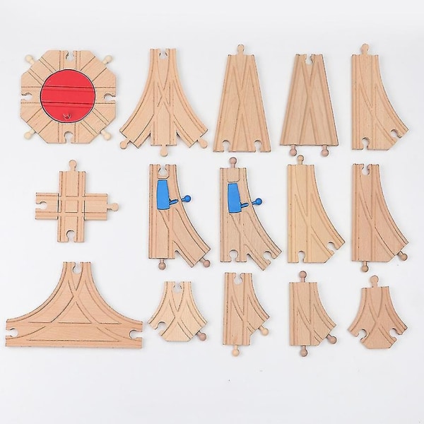 Hhcx-all Kinds Wooden Railway Train Track Accessories Beech Wooden Tracks Set Bridge Building Toys Parts Fit Biro Train Toy New WJ-JM-12-39