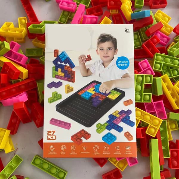 Interaktivt pusselbyggblockspel Push Bubble Fidget Blocks Leksaker