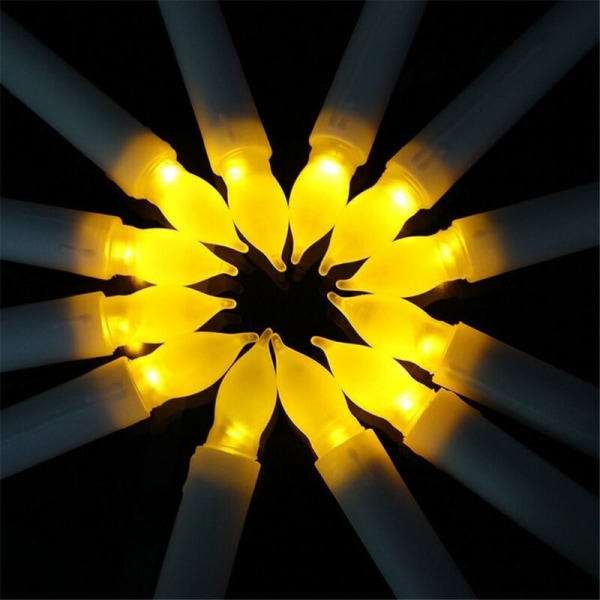 Det nye LED-lyset Elektronisk glødende stearinlys med lang stang (12 stk varmhvit blink 16,5*2,0 cm),