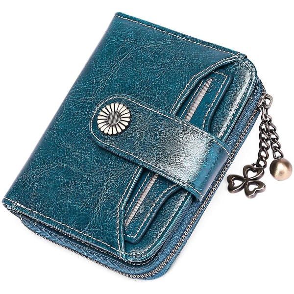 Naisten lompakko Nahkainen pieni kaksinkertainen kompakti naisten lompakko blue