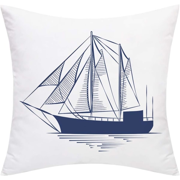 Sæt med 4 nautiske pudebetræk Navy Anchor Compass Pudebetræk 45x45cm