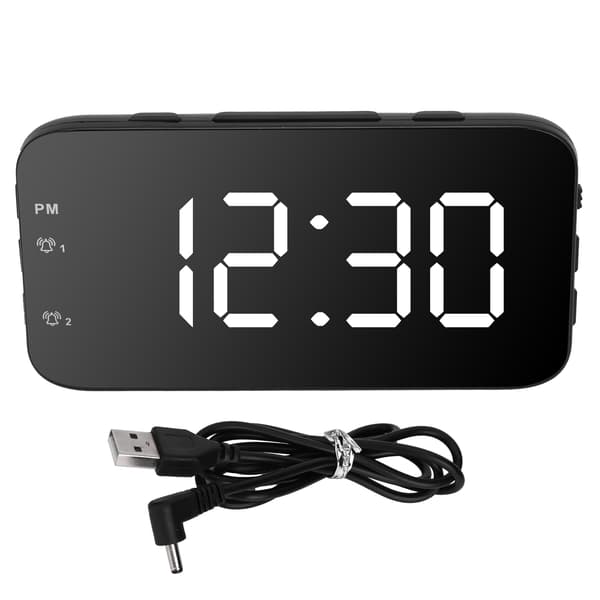 Vit LED Digital Väckarklocka Bärbar Bordsklocka med Snooze för Sovrum Resor