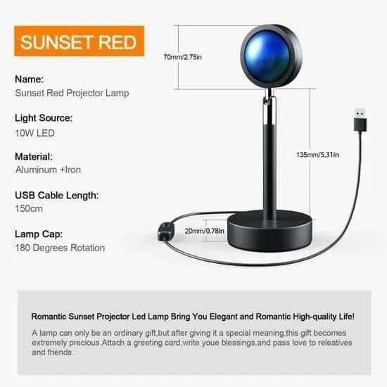 Solnedgangsprojeksjonsbordlampe - Svart - USB Oppladbar - LED - Samtidsdesign
