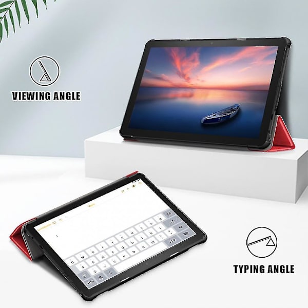 Trifold Plain Pu case med rött D för Hd 10 (2021)