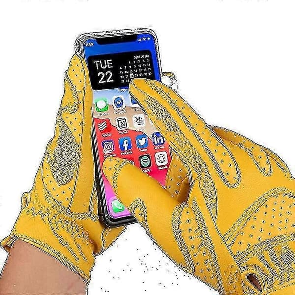 Herrehandsker i gedeskind med touchscreen-finger YELLOW xl