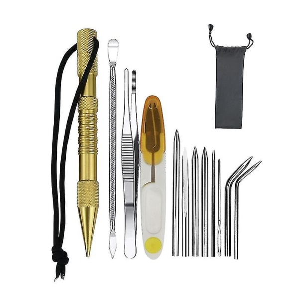 Marlin Nail Paracord Nål Set Armband DIY stickverktyg gold 12 piece set
