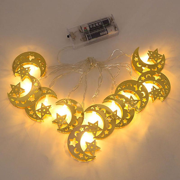 Ramadan Dekoration Moon Star Led Lantern String Lights Eid Mubarak Ramadan Kareem Dekor för hemmet Al-fitr Eid festtillbehör 15