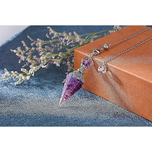 Chakra Krystal Pendulum Sekskantet Reiki Healing Krystal Points Ædelsten Dowsing Pendulum For Divination Skrige Wicca Amethyst