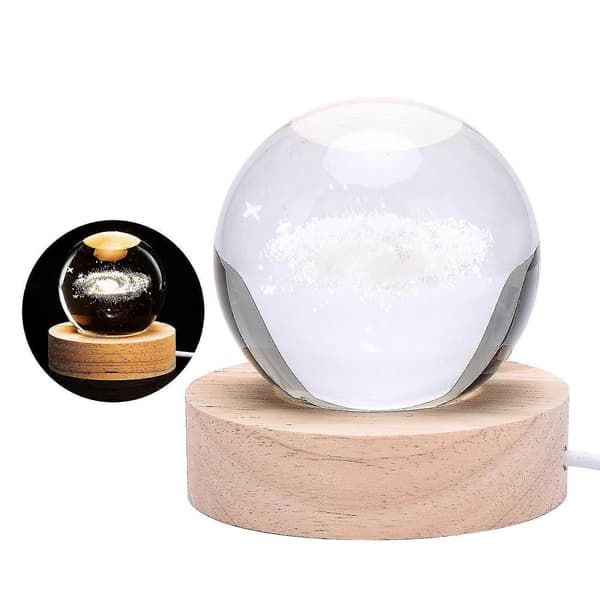 【BQ】LED Krystal Bordlampe USB 3D Måne Galakse Globus Natlys Børn Julepynt Gave nebula
